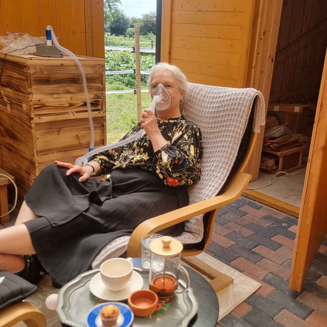Inhale the aromatic beehive air in our calm therapy hut Inhale the aromatic beehive air in our peaceful therapy hut